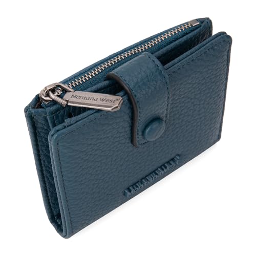 Image of Montana West Wallet Women RFID Blocking Wallets, Card Cases & Money Organizers Wallets with Zipper Coin Pocket, 2 Navy, 4.5 inch x 4 inch x 1 inch, Vintage