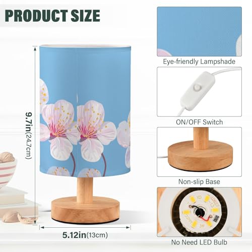 Lámpara de Mesa de Noche LED con USB Azul Floral miniatura 3
