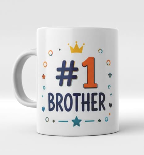 Image of #1 Brother Rakhi Gift Hamper | Ceramic Coffee Mug, Evil Eye Rakhi, Guardian Bell Keychain, Roli Chawal & Raksha Bandhan Greeting Card | Premium Gift Combo for Brother