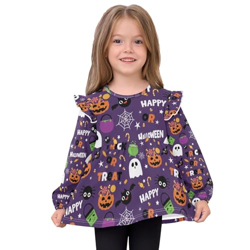 Happy Halloween Infant/Toddler Girl Ruffle Cuffs T-Shirts Toddlers Casual Top Soft Tee 4T