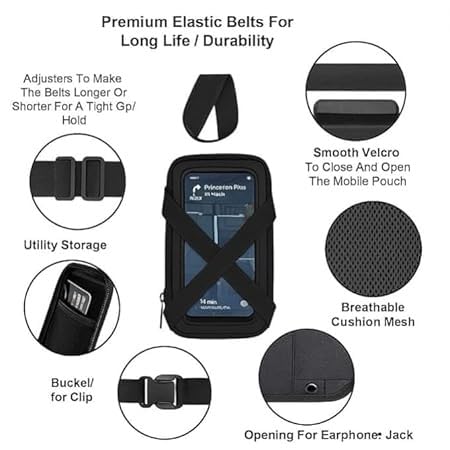Polyester Handlebar Universale Mobile Holder Mount Pouch Bag Waterproof for Activa Jupiter EV Ola-S1 Pleasure Ntroq_All Scooter Scooty Bike Fit 7 inches Phone (Black) 1
