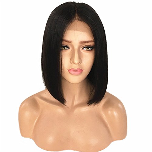Beeos Hair Lace Front Wigs For Women Straight Brazilian Virgin Human Hair Short Bob Wigs Bleached Knots Glueless Lace Wigs 12 Inch