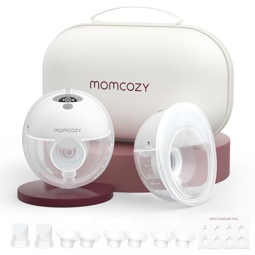 Momcozy M5 Hands Free Breast Pump Wearable Pump of Baby Mouth Double-Sealed Flange with 3 Modes & 9 Levels Electric & Portable Pump 2 Count Gray