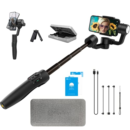 Feiyutech Vimble 2S Smartphone Gimbal Handheld 3-Axis Stabilizer 180mm Extendable for iPhone 12 11 X XR Xs 8 7P,Huawei P9,Samsung S8+S9,XIAOMI,with Tripod,Black