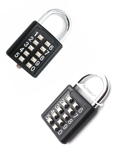Image of Push Button Combination Locks, 2pcs | 10 Digit, 5 Digit Locking Mechanism, For Gym or Sports Locker, Case, Toolbox, Fence, Hasp Cabinet