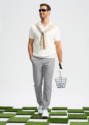 Image of Pudolla Men's Golf Pants Stretch Work Dress Comfy Pants 30 inch /32 inch /34 inch Lightweight Quick Dry Casual Slacks Trousers with Pockets