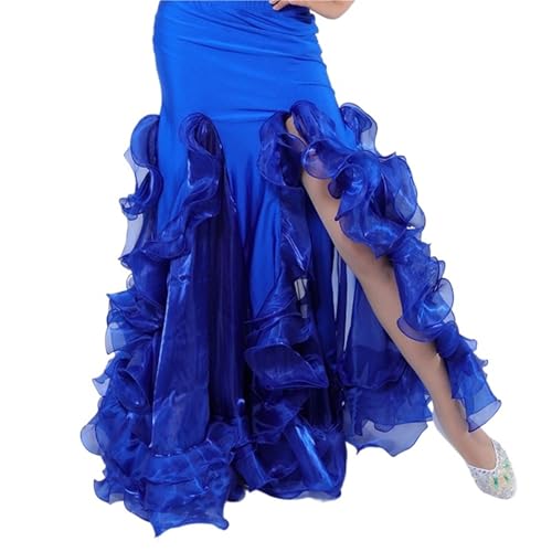 Jupe d'entraînement de danse du ventre avec tissu multicolore virevoltant