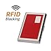 EASTNIGHTS RFID Credit Card Holder Metal Wallet Stainless Steel and Pu Leather Credit Card Protector Case (red)