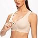 MELENECA Women's Front Closure Wirefree Post Surgery Plus Size Back Support Posture Bra Beige 38C