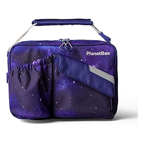 PlanetBox Insulated Lunch Bag Easy to clean and Durable Carry Bag with Pockets for Snacks and Drinks, and adjustable straps Stardust Cover