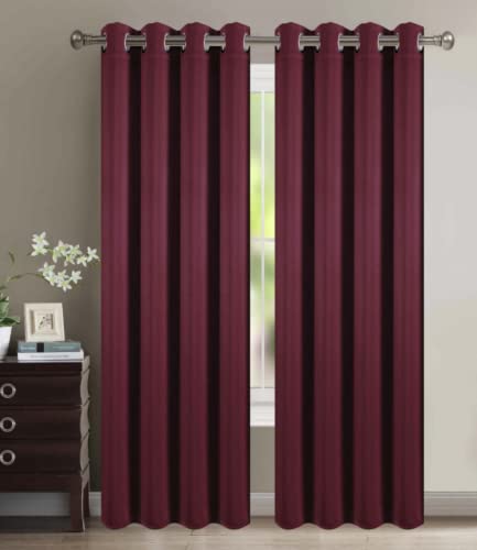 HOMEROKK Lot de 2 Rideaux Occultants 100% Polyester (Bordeaux, 140 X 260 cm)
