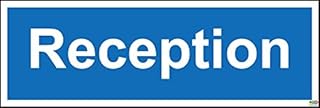 Construction site Safety Reception Safety Sign - 1.2mm Rigid Plastic 300mm x 100mm