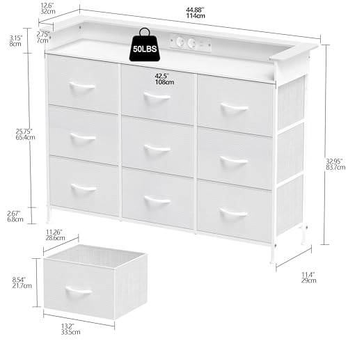Cómoda para dormitorio VEDECASA con luces LED y enchufe para pasillo o salón moderno 4