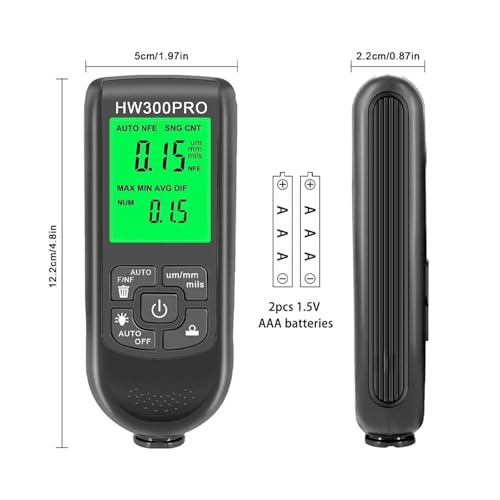 Medidor de grosor de pintura HW-300PRO 0-2000UM para autos miniatura 2