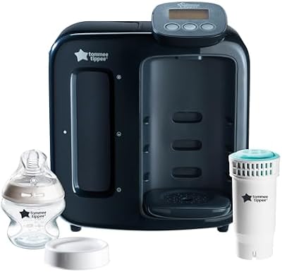 Tommee Tippee Preparador biberones Perfect Prep Day & Night fácil y rápido, filtro antibacterias, pantalla digital y funciones nocturnas, Negro azulado