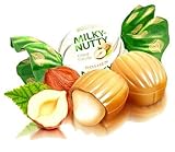 Roshen Milky Nutty Toffee, Hard Toffee with Hazelnut Filling, 300g (10.58oz), Product of Ukraine