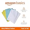 Amazon Basics Microfiber Cleaning Cloths, Non-Abrasive, Reusable and Washable, Pack of 48, Blue/White/Yellow, 16" x 12" #1
