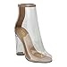 X2B FG97 Women's Ankle High Peep Toe Clear Lucite Block Heel Bootie Sandals, Color:CLEAR, Size:10