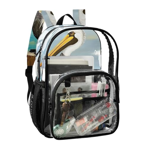 Heron Sea Sit Clear Backpack, PVC Transparent Bag with Large Capacity for Boys, Girls, Men, Women, See Through Bookbag for School Work College Travel2