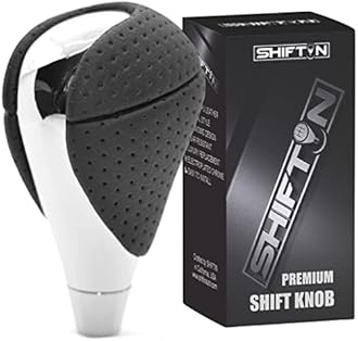 Gear Shift Knob Stick Shifter for Lexus ES300h ES350 GS300 GS350 GS430 GS450h GS460 IS-F IS250 IS300 IS350 LS460 LS600h RX350 RX450h (Punched Black Leather/Chrome)