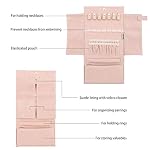Becko US Jewelry Organizer Roll Travel Jewel Bag case for Multiple Necklaces, Rings, Bracelets, Supple Leather & Suede, Large Capacity Without Crease, Lightweight, Portable & Practical (Gray) - Image 3
