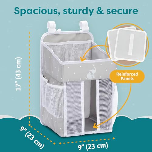 Hanging Diaper Caddy - Baby Shower Gifts Diaper Organizer for Changing Table - Hold 50+ Diapers - Nursery Baby Essentials for Newborn - Gray - 17x9x9 inches
