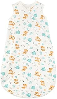 beeweed Baby Sleeping Bag 1.5 Tog, 100% Cotton Soft Wearable Blanket, Unisex Sleeveless Baby Swaddle Sack for Toddlers, 2 Way Double Zip, All Seasons Baby Sleep Bag for 6-18 Months