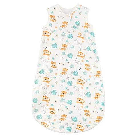 beeweed Baby Sleeping Bag 1.5 Tog, 100% Cotton Soft Wearable Blanket, Unisex Sleeveless Baby Swaddle Sack for Toddlers, 2 Way Double Zip, All Seasons Baby Sleep Bag for 0 - 6 Months Cover