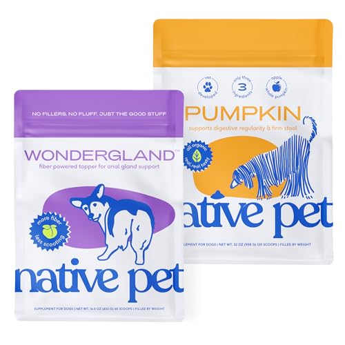 Native Pet Pumpkin Powder for Dogs (120 Scoops) & WonderGland Anal Gland Treatment (60 Scoops) - Prevent Scooting with All-Natural Organic Fiber for Dogs, Digestive & Gut Health Support