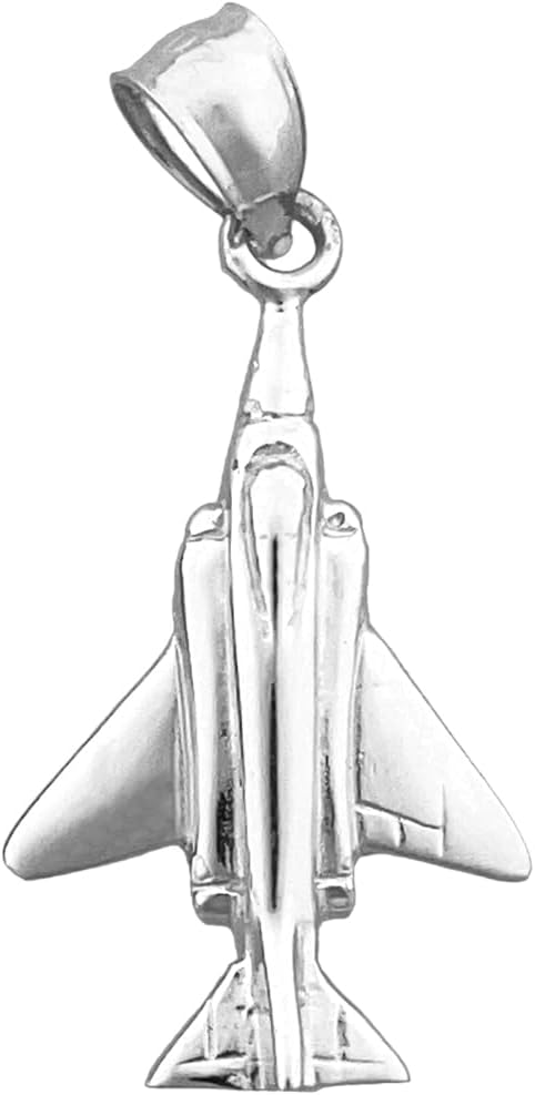 Rhodium Plated 925 Sterling Silver F-4 Phantom Fighter Jet Charm