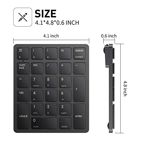 havit Bluetooth Number Pad Wireless Numeric Keypad Numpad 26 Keys Portable Mini Financial Accounting Rechargeable Numeric Pad for Windows Laptop Desktop, PC, Notebook (Black) by havit - Image 5