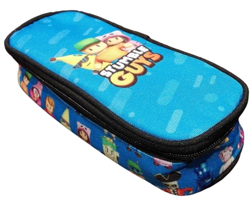 PRESTIGE & DELUXE Trousse école zip Stumble Guys ovale + cadeau porte-clés personnage, multicolore, piccolo, Classique