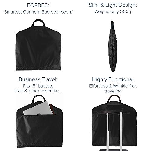 Degeler Skyhanger - Carry On Garment Bag With Unique Titanium Suit Hanger For Men & Women - Best-In-Class Functionality For Wrinkle-Free Traveling - Lightweight & Water Repellent Nylon - Black #TOP3