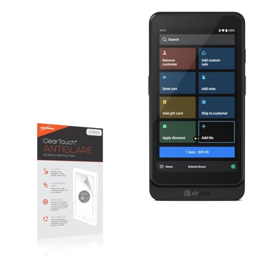 BoxWave Screen Protector Compatible with Shopify POS Go - ClearTouch Anti-Glare (2-Pack), Anti-Fingerprint Matte Film Skin