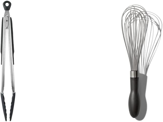 OXO Good Grips Pinzas de 12 pulgadas con cabezal de silicona Good Grips Batidor de globo de 11 pulgadas