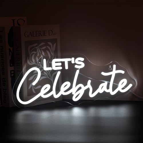 Gdbkabf Let's Celebrate Neon Sign, Neon Signs for Wall Decor Neon LED Signs Room Neon Light Up Signs Home Decor