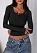 PRETTYGARDEN Women's 2025 Summer Long Sleeve Henley T Shirts Ribbed Knit Button Slim Fitted Basic Casual Going Out Fall Tops (Black,Medium)