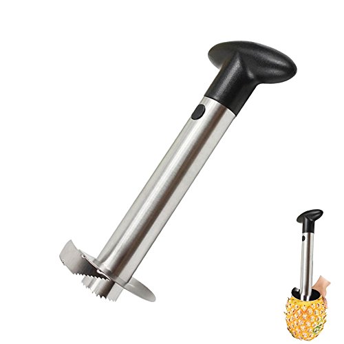 パイナップルスライサー ステンレス製 パイナップルカッター 皮むき器 芯抜き ブラック (1pcs)