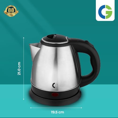 Image of CG - EKSS12 SS 1.2 Ltr Electric Kettle 1350W with Dry Boil Protection, Auto Cut Off, Cool Touch Ergonomic Handle, Double Wall Insulation, 2Yr Replacement Manufacturer Warranty - Black