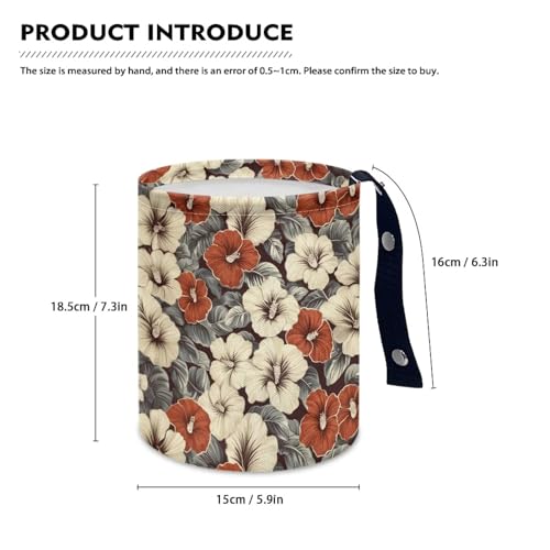 Image of Hawaiian Flower Car Trash Can Collapsible Hanging Portable Dustbin Bin Waste Basket for Women Car Accessories Interior Small Trash Can for SUV Trucks