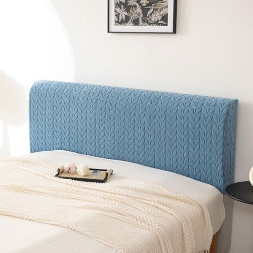 Image of HOMETHREADS Stretchable Lycra /Velvet Headboard Cover | Soft, Dust-Proof & Wrinkle-Resistant Bed Back Protector | Fits Leather, Wooden & Fabric Bedsides | for 6ft to 6.5ft Beds | (Blue, 172x65cm)
