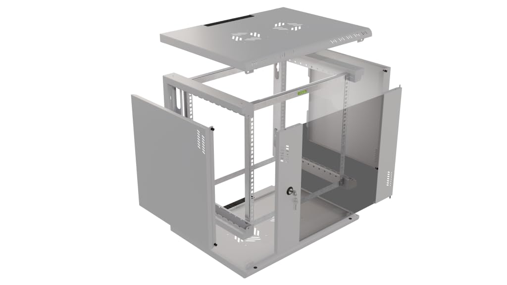 Armadio Rack 19 Pollici 9U 450mm PRO - Acciaio per Impieghi Gravosi - Rack e Armadietti per Apparecchiature di Rete - Armadio Rack Compatibile con Ripiano Rack