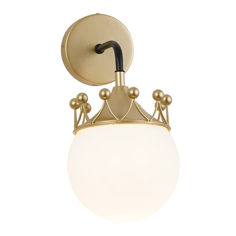 Appliques murales de luxe Applique murale Morden à 1 lumière avec abat-jour en verre Couronne Globe Lampes murales de chevet créatives pour chambre salle de bain salon hôtel