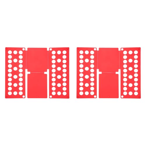 sourcing map Lot de 2 planches pliantes en plastique pour chemises, t-shirts, vêtements, organiseurs de t-shirts pour placard, armoire, tiroir, rangement facile des vêtements (rouge, 48 x 40 cm)