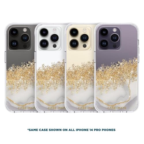 Case-Mate iPhone 14 Pro Case - Karat Marble [10FT Drop Protection] [Wireless Charging Compatible] Luxury Cover with Cute Bling Sparkle for iPhone 14 Pro 6.1", Anti-Scratch, Shock Absorbent, Slim Fit - image 5