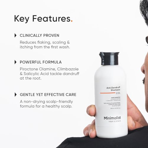 Image of Minimalist Anti-Dandruff Shampoo | 2% Salicylic Acid, Climbazole & Piroctone Olamine | Reduces Flakes & Itchy Scalp | Sulphate-Free | Fragrance-Free | 20 ml