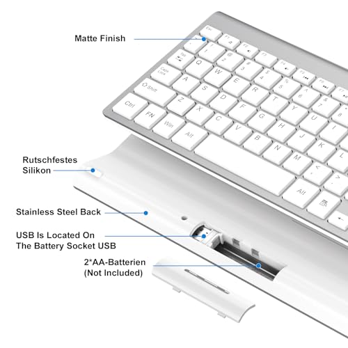Image of cimetech Wireless Keyboard, 2.4G USB Ultra Slim Quiet EasyTyping Laptop Keyboard with High-end Technology for Office and Home, Type with Ease and Double Efficiency - Silver