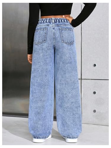 SweatyRocks Girl's Ripped Jeans High Waisted Straight Leg Distressed Denim Pants with Pockets2