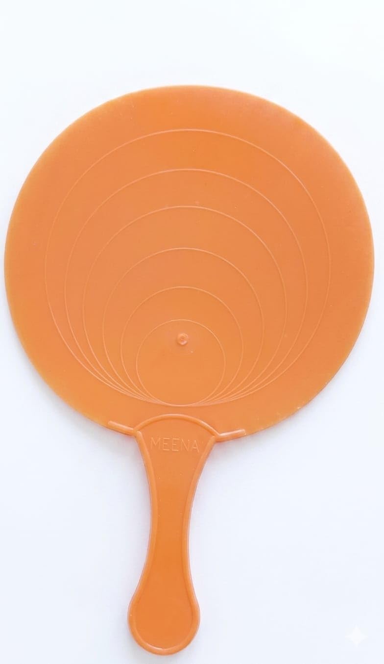 lenza mart Round Plastic Hand Mirror with Handle, Orange pic 1-image-6