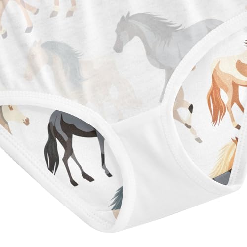Underwear for Girls, Cute Horse White Toddler Girl Briefs, Girls Cotton Underwear, 2T–8 Years4